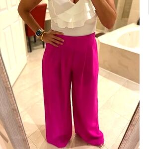 High-waisted, Wide-leg Pants Fuchsi